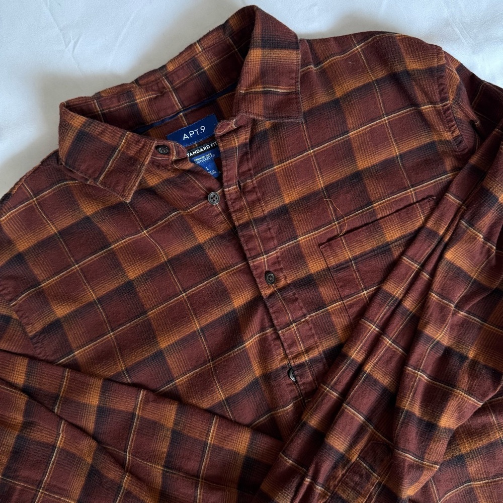 Apt. 9 Plaid Flannel in Brown and Rust